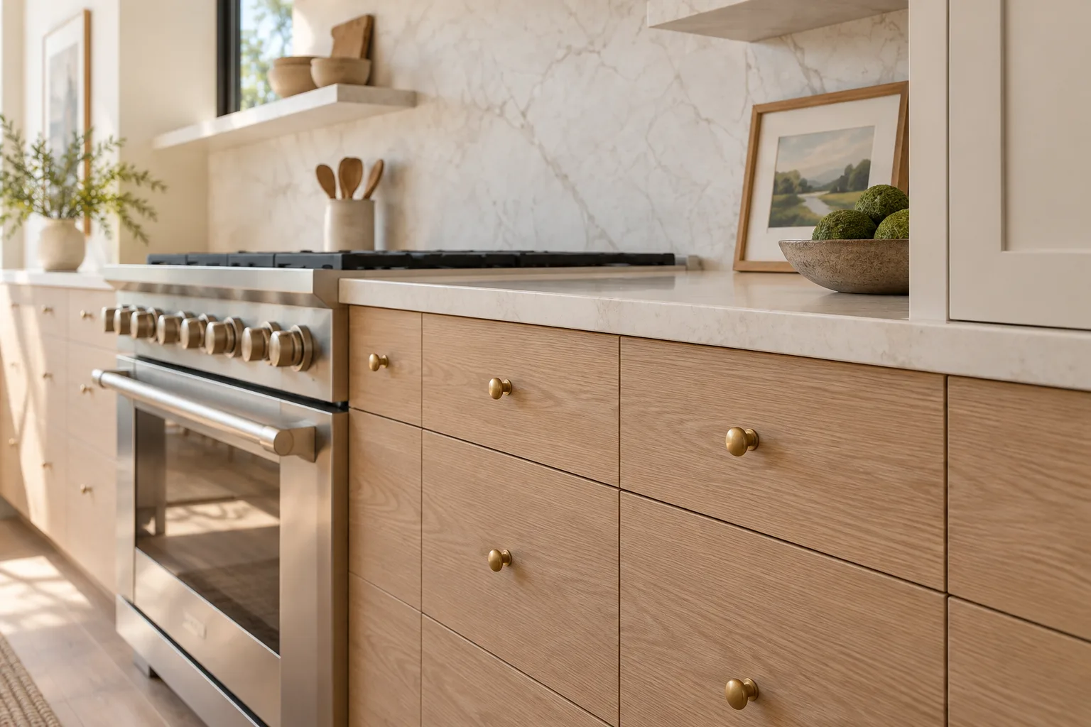 Material and cabinetry detail in The Oak & Ivory Kitchen