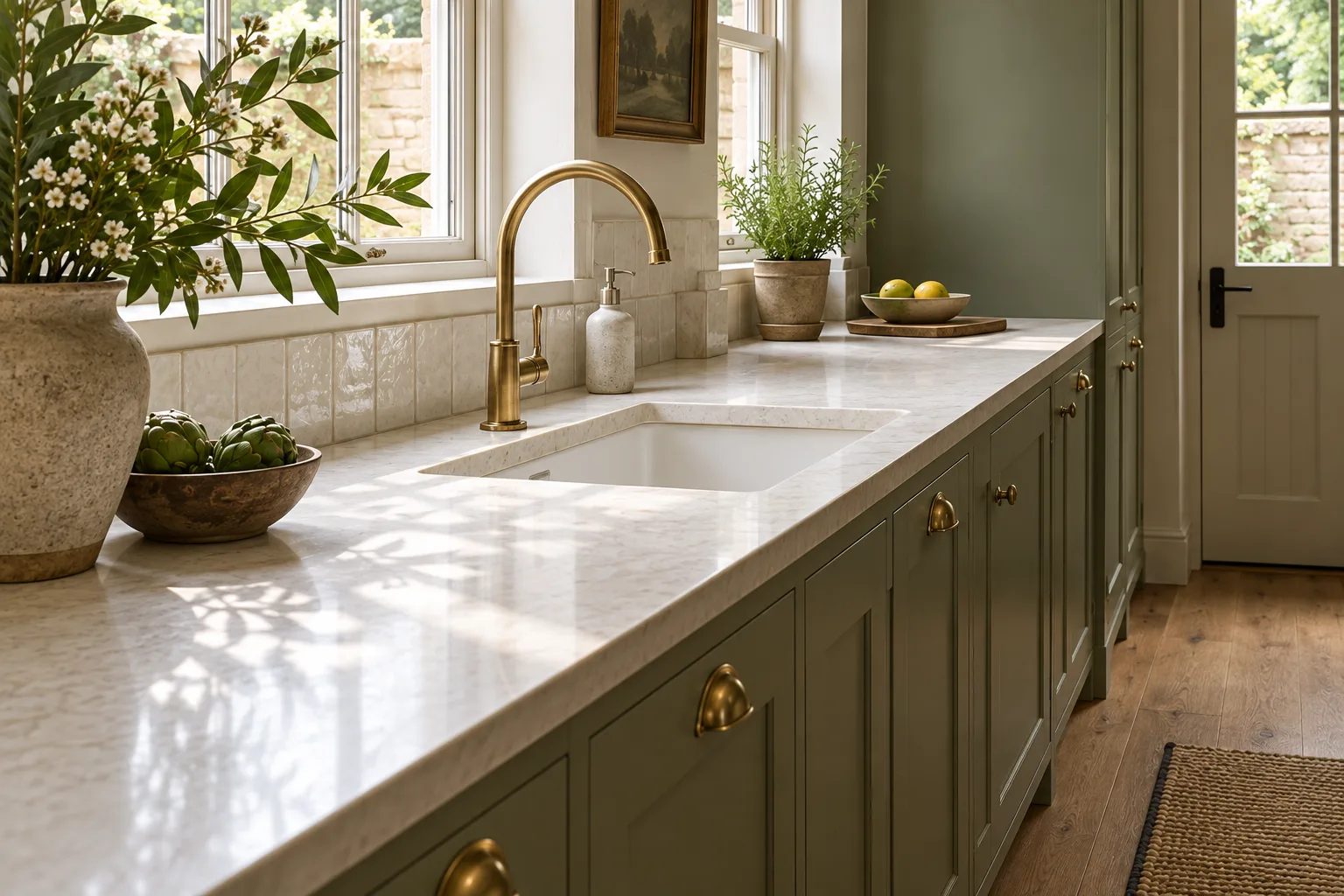 Material and cabinetry detail in The Olive Kitchen