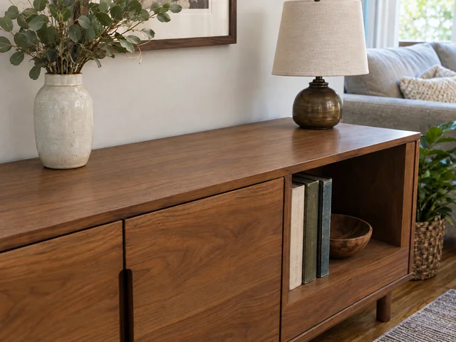 Living-room sideboard after cleaning