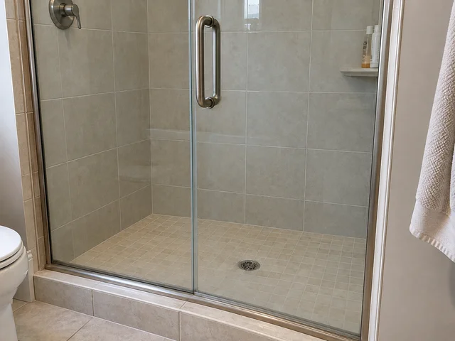 Shower glass after cleaning