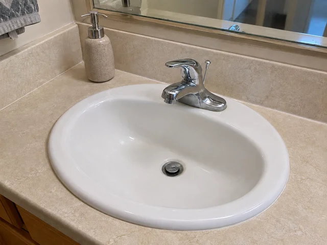Bathroom vanity after cleaning