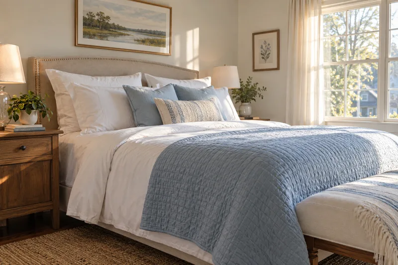 A peaceful bedroom with fresh white linens
