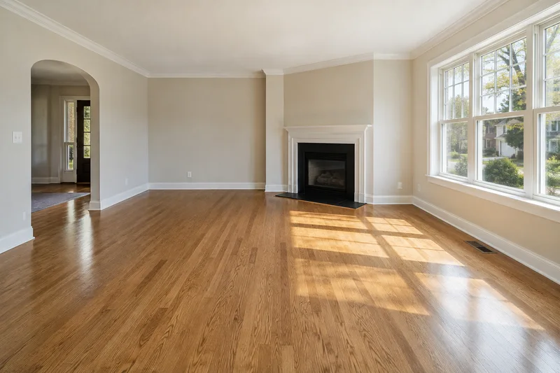 Empty sunlit room ready for moving