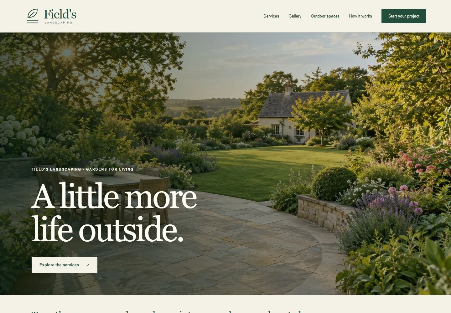 Field’s Landscaping website homepage