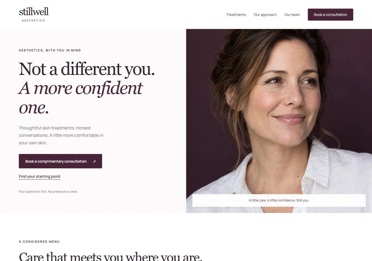 Stillwell Aesthetics website homepage
