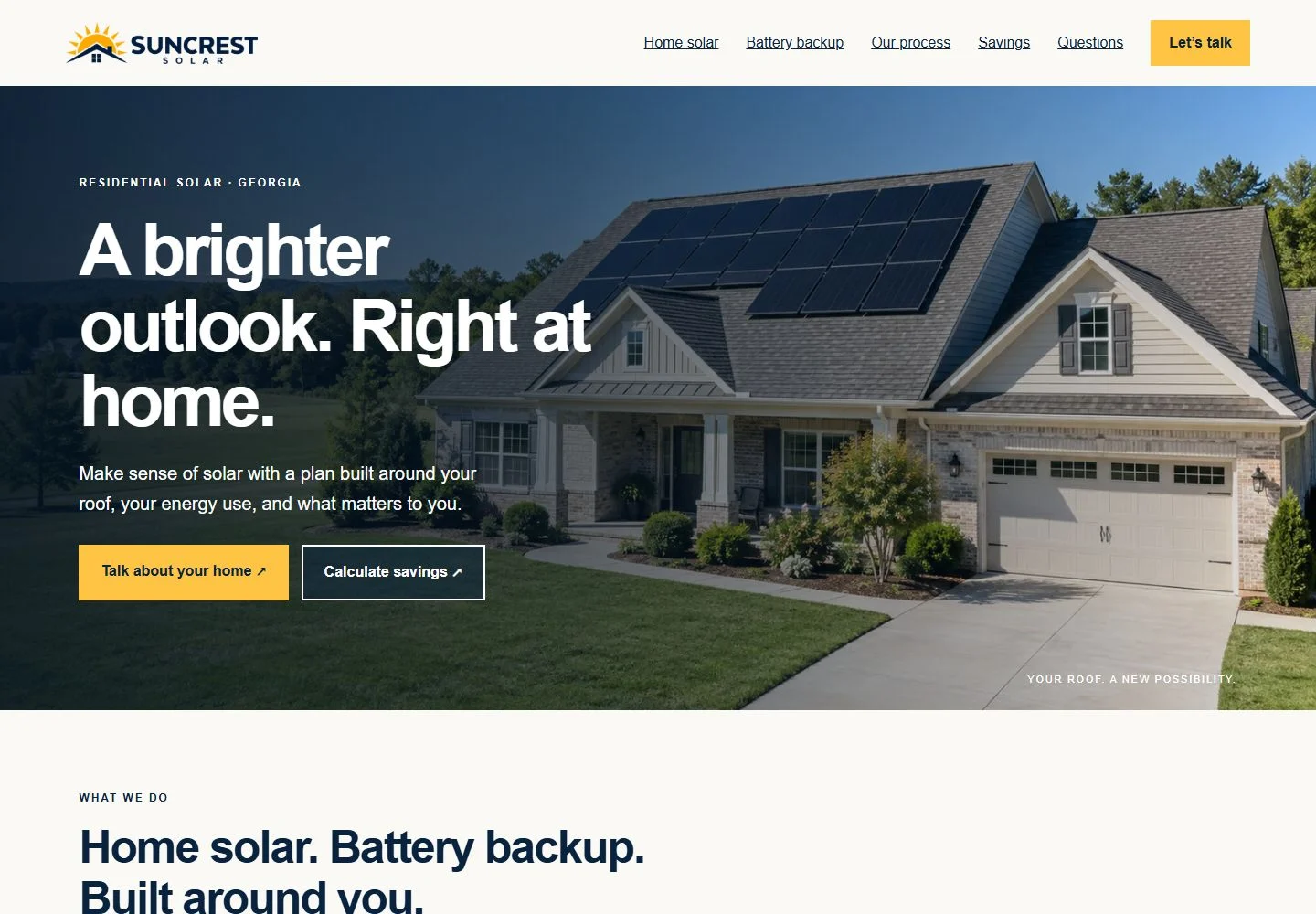 Suncrest Solar website homepage